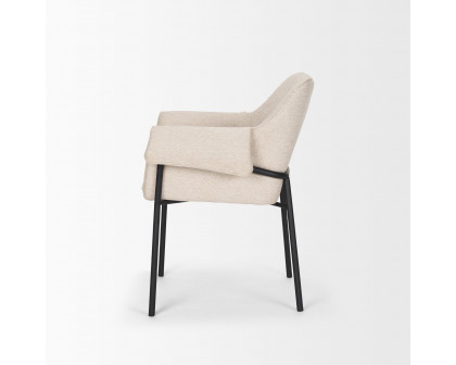 Mercana Brently Dining Chair with Oatmeal Fabric & Matte Black Metal Legs - Oatmeal