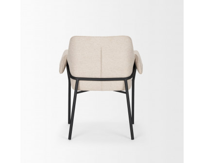 Mercana Brently Dining Chair with Oatmeal Fabric & Matte Black Metal Legs - Oatmeal