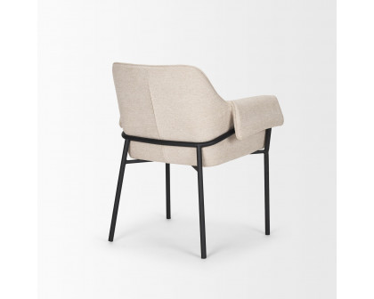 Mercana Brently Dining Chair with Oatmeal Fabric & Matte Black Metal Legs - Oatmeal