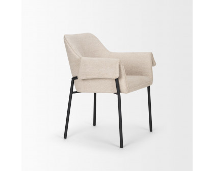 Mercana Brently Dining Chair with Oatmeal Fabric & Matte Black Metal Legs - Oatmeal