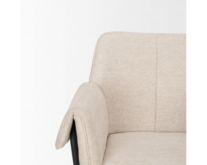 Mercana Brently Dining Chair with Oatmeal Fabric & Matte Black Metal Legs - Oatmeal