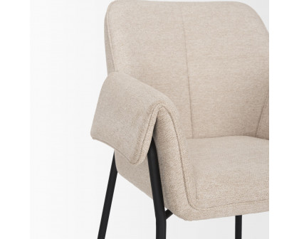 Mercana Brently Dining Chair with Oatmeal Fabric & Matte Black Metal Legs - Oatmeal