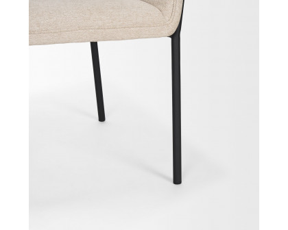 Mercana Brently Dining Chair with Oatmeal Fabric & Matte Black Metal Legs - Oatmeal