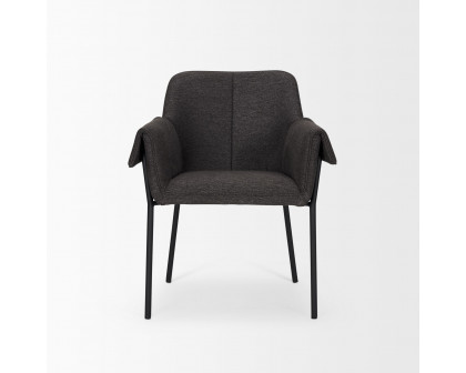 Mercana Brently Dining Chair with Gray Fabric & Matte Black Metal Legs - Gray