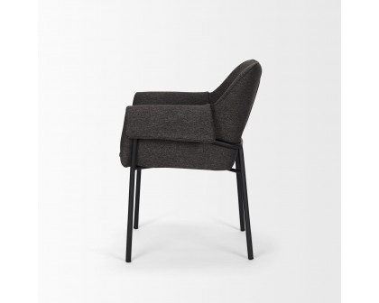 Mercana Brently Dining Chair with Gray Fabric & Matte Black Metal Legs - Gray