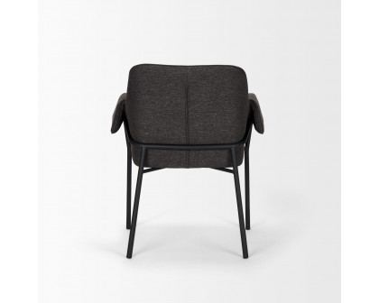 Mercana Brently Dining Chair with Gray Fabric & Matte Black Metal Legs - Gray