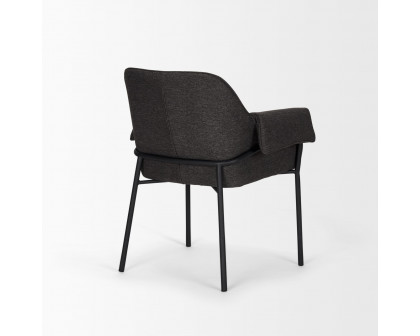 Mercana Brently Dining Chair with Gray Fabric & Matte Black Metal Legs - Gray