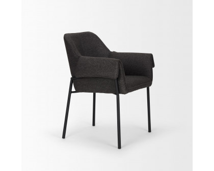 Mercana Brently Dining Chair with Gray Fabric & Matte Black Metal Legs - Gray