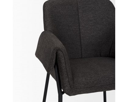 Mercana Brently Dining Chair with Gray Fabric & Matte Black Metal Legs - Gray