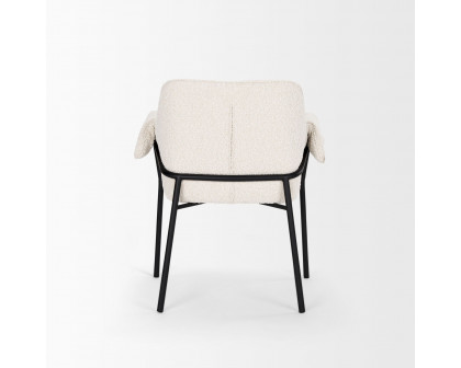 Mercana Brently Dining Chair with Cream Boucle Fabric & Matte Black Metal Legs - Cream