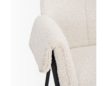 Mercana Brently Dining Chair with Cream Boucle Fabric & Matte Black Metal Legs - Cream