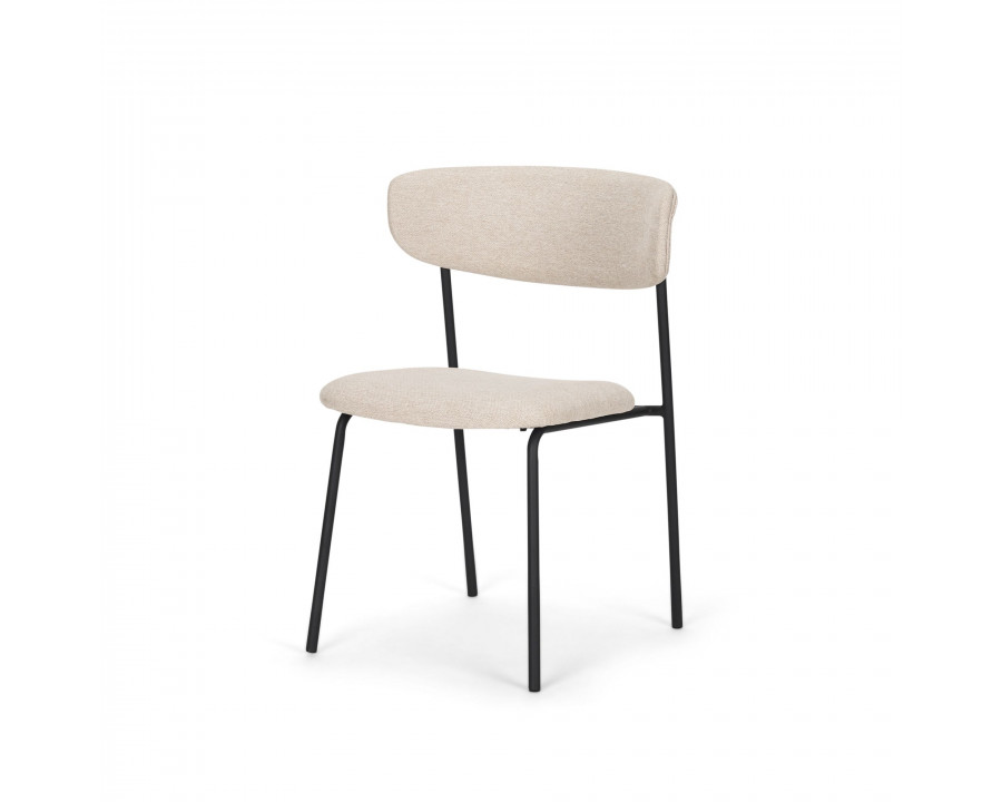 Mercana Corey Dining Chair with Oatmeal Fabric & Matte Black Metal - Oatmeal