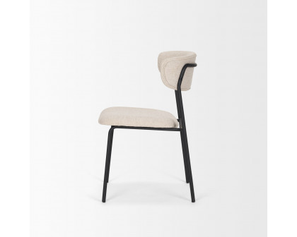 Mercana Corey Dining Chair with Oatmeal Fabric & Matte Black Metal - Oatmeal