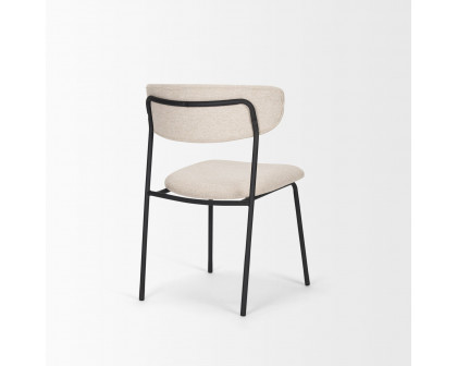 Mercana Corey Dining Chair with Oatmeal Fabric & Matte Black Metal - Oatmeal