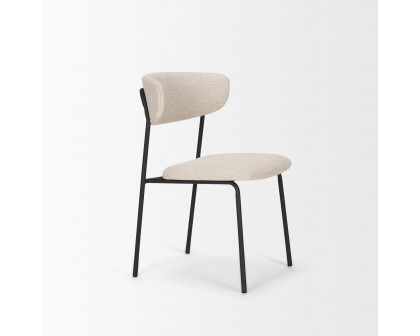 Mercana Corey Dining Chair with Oatmeal Fabric & Matte Black Metal - Oatmeal