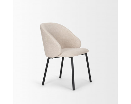 Mercana Shannon Dining Chair with Oatmeal Fabric & Matte Black Metal - Oatmeal