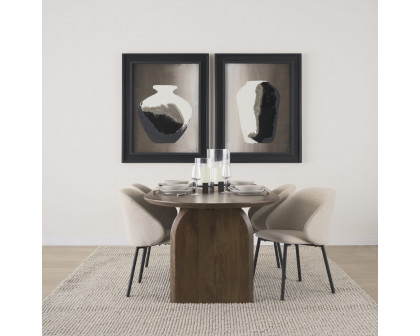 Mercana Shannon Dining Chair with Oatmeal Fabric & Matte Black Metal - Oatmeal