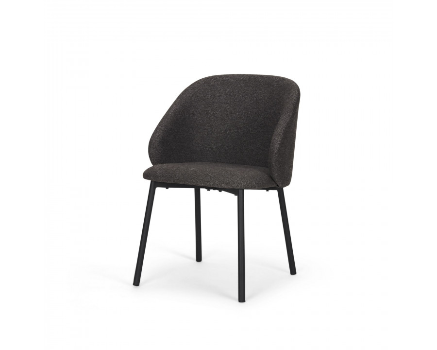 Mercana Shannon Dining Chair with Gray Fabric & Matte Black Metal - Gray