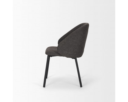 Mercana Shannon Dining Chair with Gray Fabric & Matte Black Metal - Gray