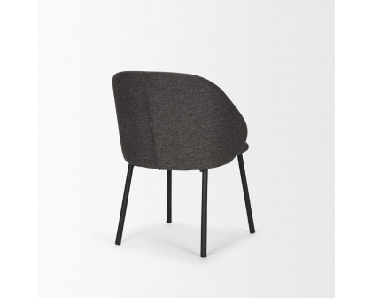 Mercana Shannon Dining Chair with Gray Fabric & Matte Black Metal - Gray