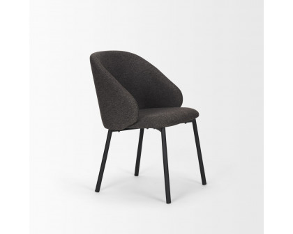 Mercana Shannon Dining Chair with Gray Fabric & Matte Black Metal - Gray