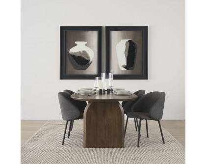 Mercana Shannon Dining Chair with Gray Fabric & Matte Black Metal - Gray