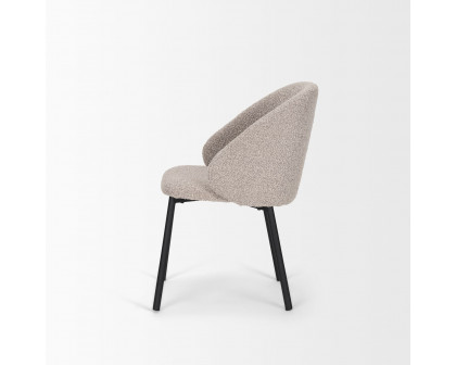 Mercana Shannon Dining Chair with Taupe Boucle Fabric & Matte Black Metal - Taupe