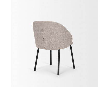 Mercana Shannon Dining Chair with Taupe Boucle Fabric & Matte Black Metal - Taupe