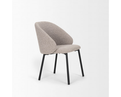 Mercana Shannon Dining Chair with Taupe Boucle Fabric & Matte Black Metal - Taupe