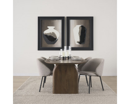 Mercana Shannon Dining Chair with Taupe Boucle Fabric & Matte Black Metal - Taupe