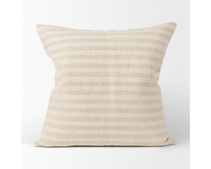 Mercana Jace Stripe Linen-Cotton Square Decorative Pillow Cover - Cream/Beige, Square