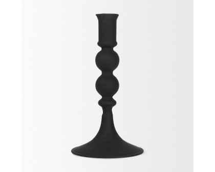 Mercana - Haute Matte Black Blown Glass Candlestick