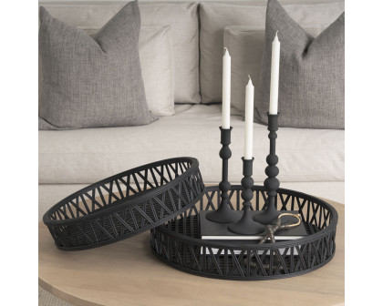 Mercana Haute Small Matte Black Blown Glass Candlestick