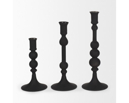 Mercana Haute Small Matte Black Blown Glass Candlestick