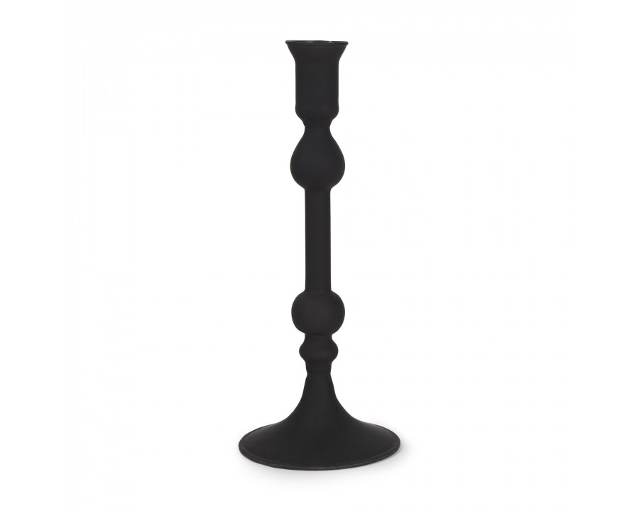 Mercana Haute Medium Matte Black Blown Glass Candlestick