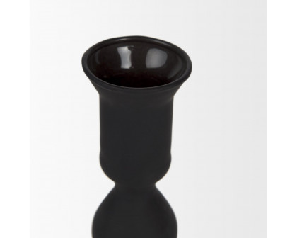 Mercana Haute Medium Matte Black Blown Glass Candlestick