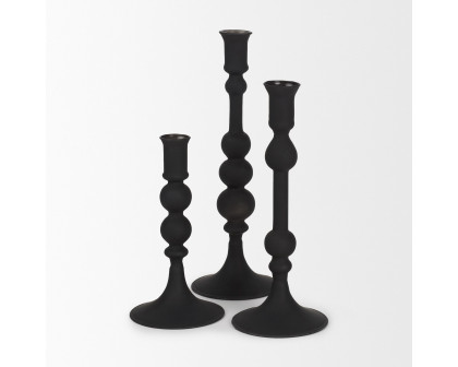 Mercana Haute Medium Matte Black Blown Glass Candlestick