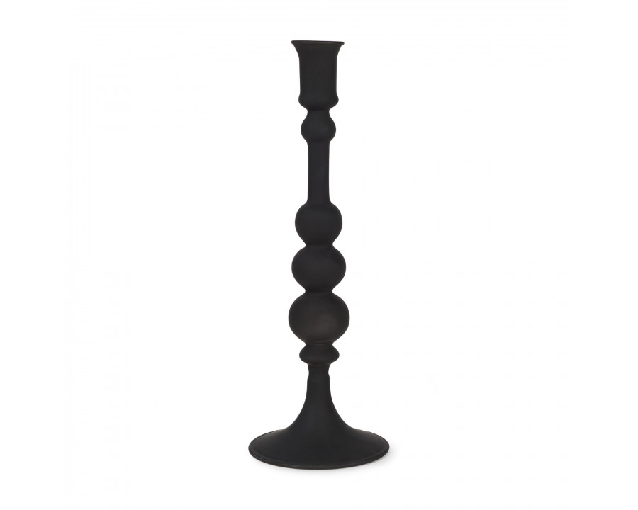 Mercana Haute Large Matte Black Blown Glass Candlestick