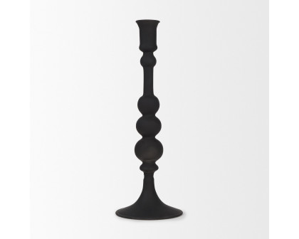 Mercana Haute Large Matte Black Blown Glass Candlestick