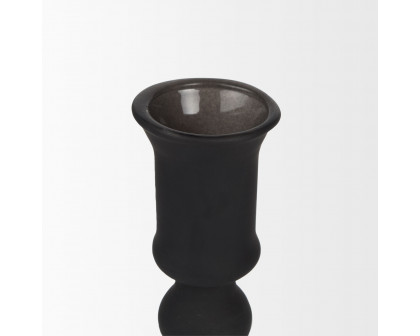 Mercana Haute Large Matte Black Blown Glass Candlestick