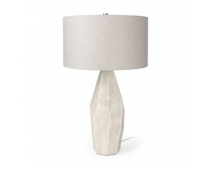 Mercana - Piven Ceramic Base White Linen Shade Table Lamp