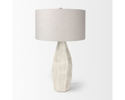 Mercana Piven Table Lamp with Antiqued Wash Textured Ceramic - White