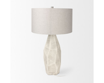 Mercana Piven Table Lamp with Antiqued Wash Textured Ceramic - White