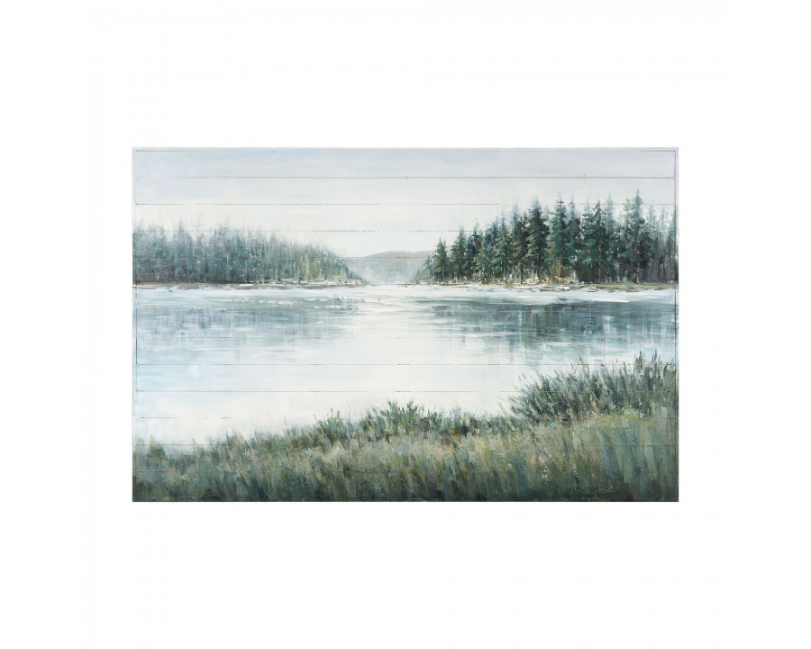 Mercana - Mere Pond Lake 60x40 Hand Painted on Wood Oil Painting