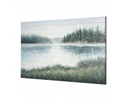 Mercana - Mere Pond Lake 60x40 Hand Painted on Wood Oil Painting