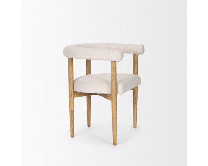 Mercana - Arden Dining Chair with Brown Wood and Cream Twill Fabric