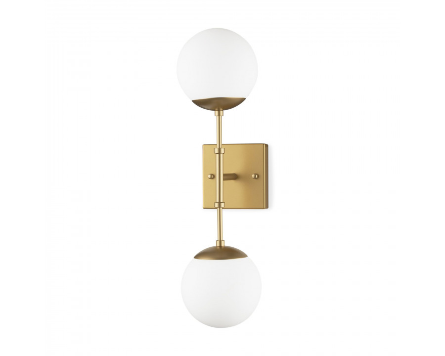 Mercana Edie 2-Light Wall Sconce with Frosted Glass Globes - Gold