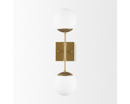 Mercana Edie 2-Light Wall Sconce with Frosted Glass Globes - Gold