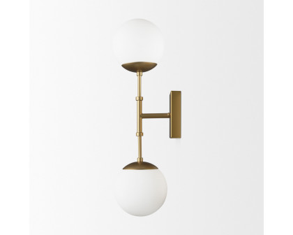 Mercana Edie 2-Light Wall Sconce with Frosted Glass Globes - Gold