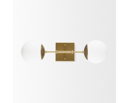 Mercana Edie 2-Light Wall Sconce with Frosted Glass Globes - Gold